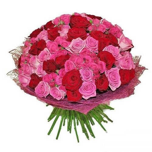 Букет из красных и розовых роз с доставкой в Алупку